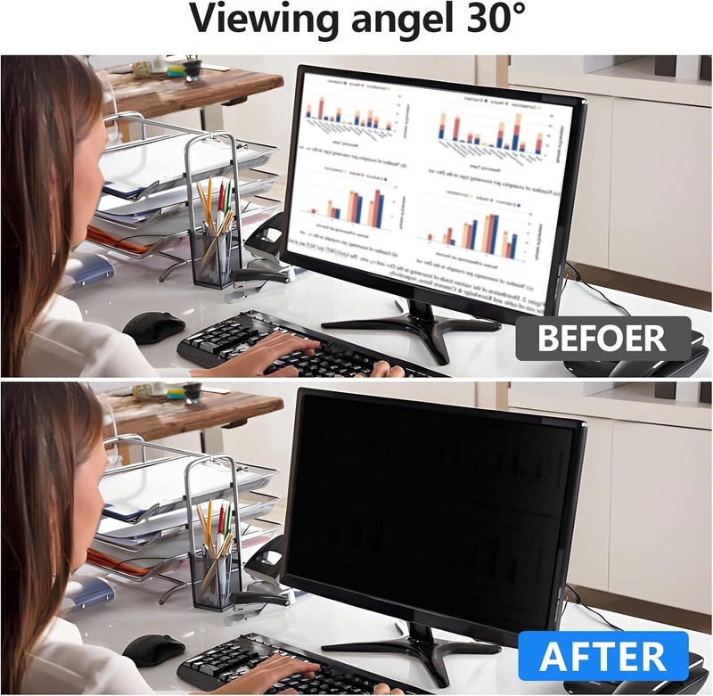 DNZPFU [2 Pack] 27 Inch Computer Privacy Screen Protector for 16:9 Widescreen Monitors-Anti-Glare & Blue Light Filter,Anti-Spy Film,Reduces Eye Strain (Fits Most Desktop Screens) - Image 4